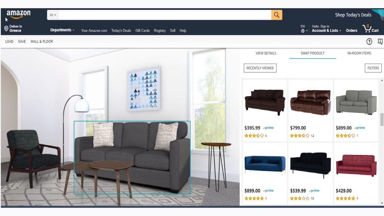 Amazon Showroom: ταιριάξτε έπιπλα, χρώματα και διακόσμηση και δείτε το αποτέλεσμα πριν την αγορά.