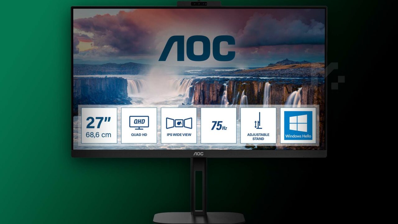 Η κομψή σειρά V5 της AOC τώρα επεκτείνεται σε οθόνες εξοπλισμένες με USB-C και webcam