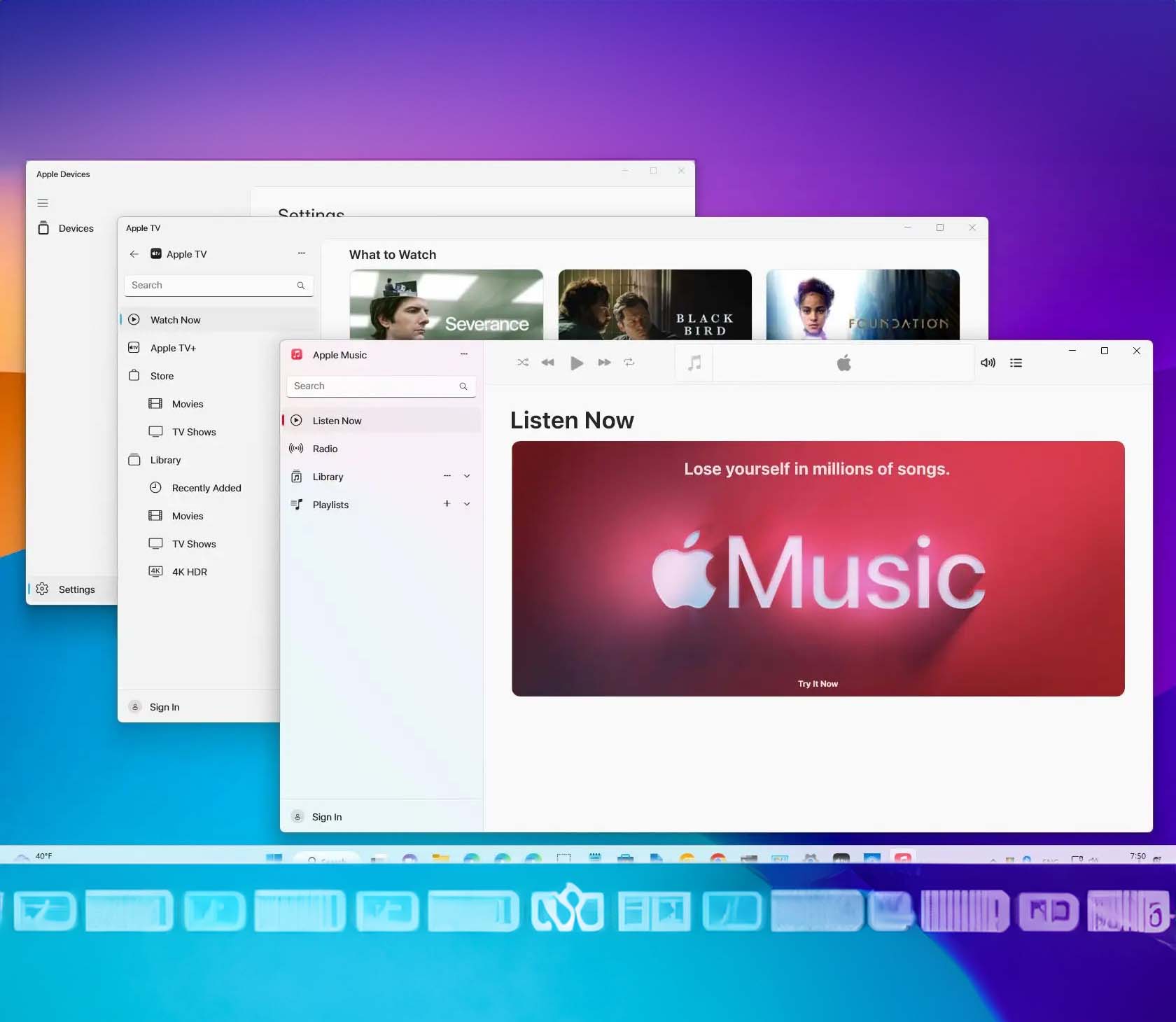 Η Apple παρουσιάζει τις εφαρμογές Music, TV και Devices για τα Windows